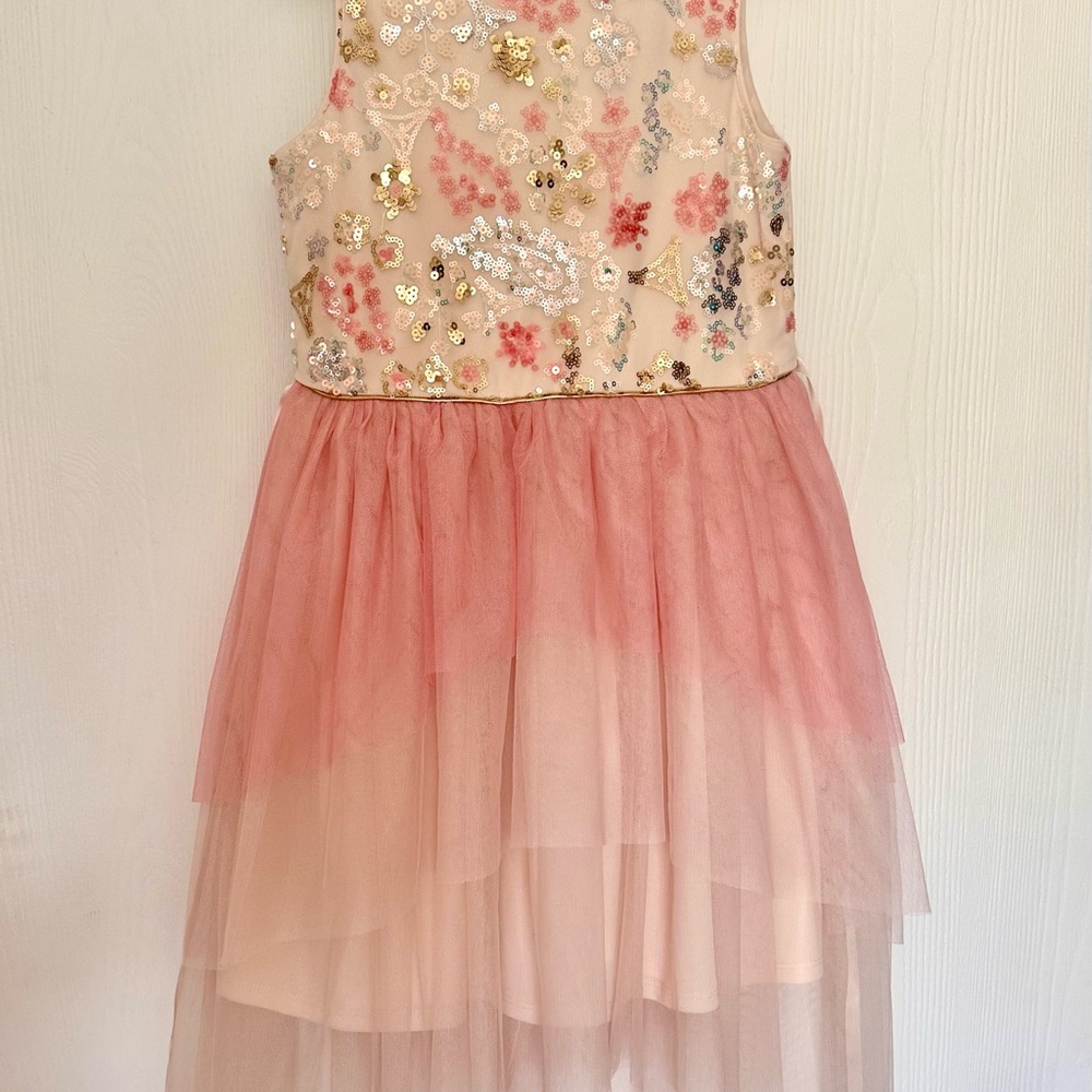 Girls Dress - Blush/Sequin Tulle Zunie